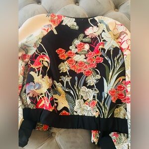 GORGEOUS ASIAN FLORAL PRINT BASEBALL STYLE JACKET